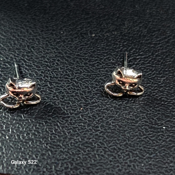 Full Body 2 in 1 Cat Earrings Silver Kitten Posts NWT Gift Idea Animal Cat Lover - Picture 6 of 7